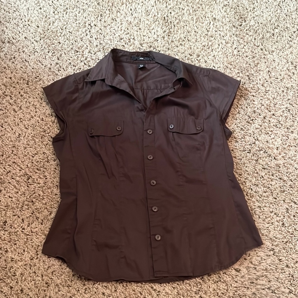Brown button up blouse